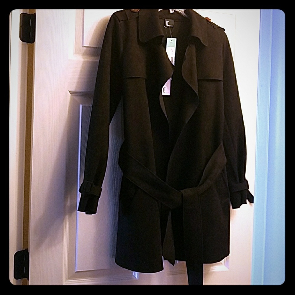 Love token sessair faux suede trench jacket